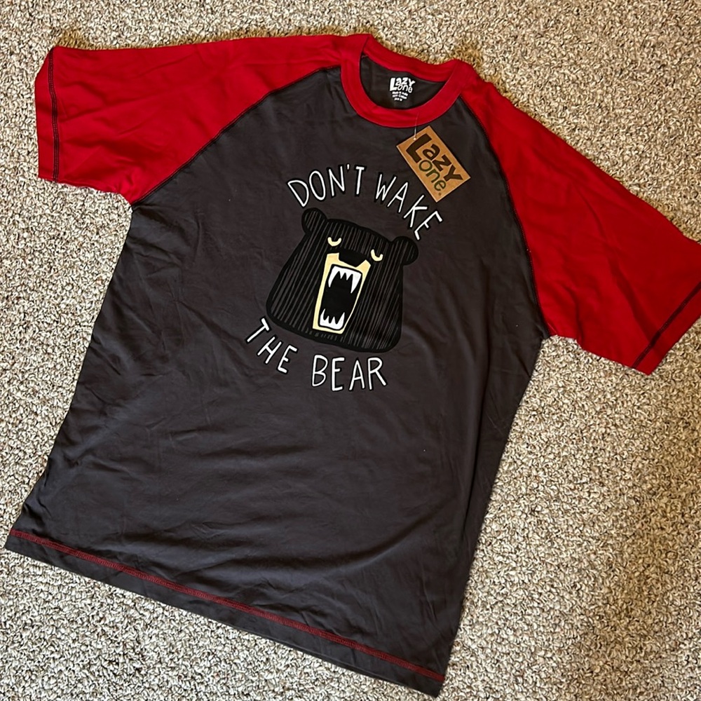 Lazy Ones mens medium Don’t Wake the Bear pajama shirt. NWT